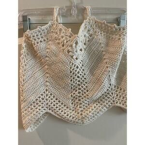 Tops hand crochet crop camisole see through inserts med